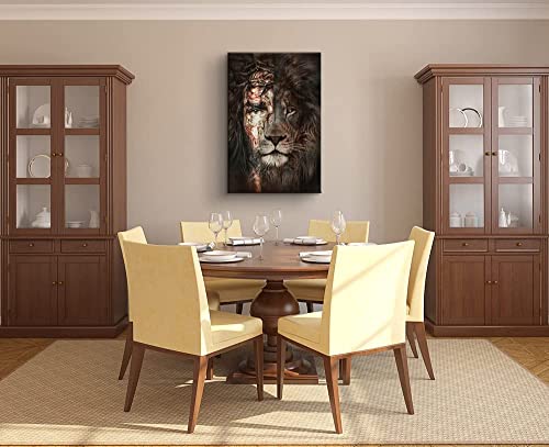 Jesus Pictures For Wall Lion And Jesus Picture Jesus Picture Jesus And Lion Painting Pictures Of Jesus Christian Wall Art Jesus Painting Wall Art Religious Wall Decor For Bedroom Decor (12''Wx18''H) #TOP4