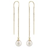 Handpicked AAA+ 7.5-8mm White Rice Freshwater Cultured Pearls in 14K Yellow Gold U-Threader Chain...