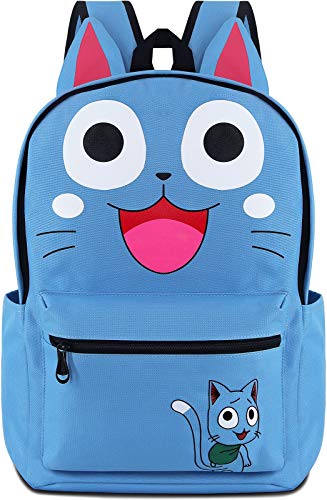 Roffatide Anime Fairy Tail Sac à Dos Cosplay Happy Oreilles de Chat Sac à Dos Adolescents garçons Filles Sac d'école