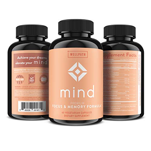 Mind Brain Supplement - Natural Formula To Boost Focus & Memory With Lion's Mane, Ginkgo Biloba, And L-Theanine For Long Term Brain Support - 60 Ct By Wellpath #TOP5