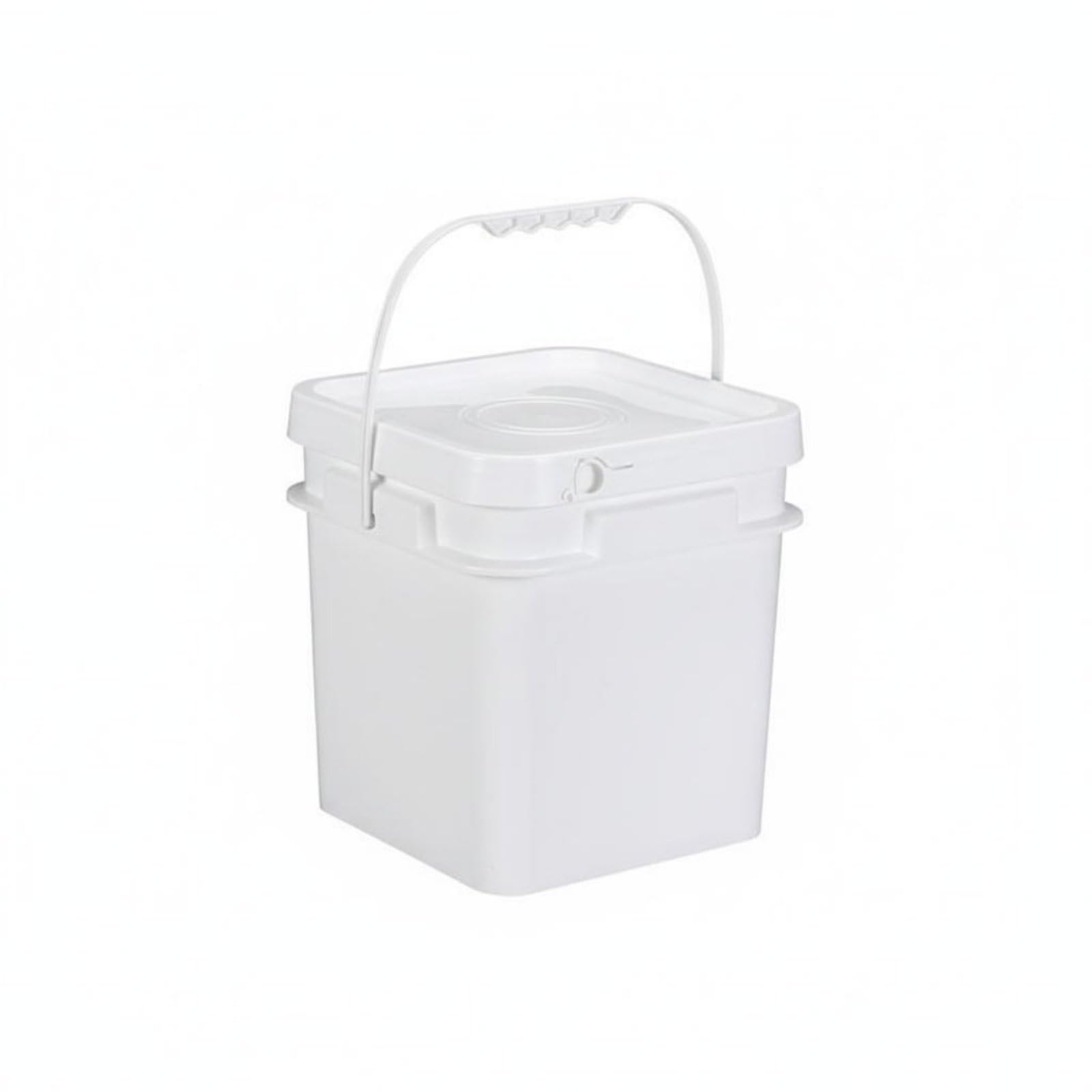 Ronyme 10 Litre Square Bucket Storage Container Food Pail Thickened Wall Lid Secure Sealing Stackable Bucket and Lid for Industrial Storage Pantry Garage Organization, White, 10L