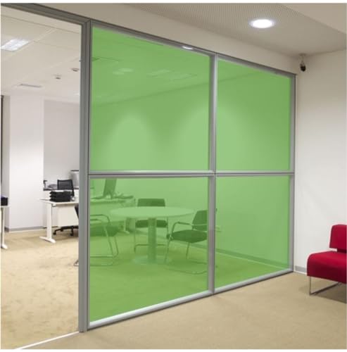 Image of CREON One Way Window Film, Privacy Window, UV Blocking, Non-Adhesive Static Cling Heat Control Reflective Glass Film for Home and Office 20x180 (Inch), Green- Film