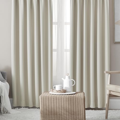 Hansleep カーテン 4枚セット 遮光カーテン 1級遮光 ベージュ 幅100cm丈178cm...