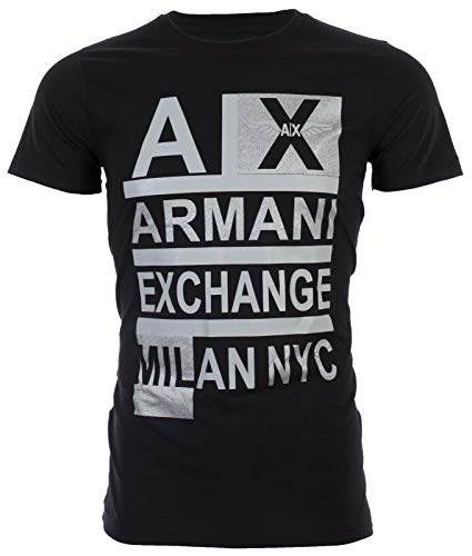 Armani Exchange  Stacked Mens Designer T-Shirt Premium Black Slim Fit (XX-Large)