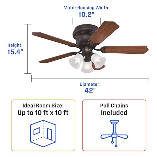 Image of Westinghouse Contempra Trio Ceiling Fan with Light, 42 in Oil Rubbed Bronze