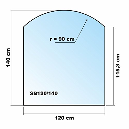 Funkenschutzplatte Segmentbogen 120x140cm Schwarz Glasplatte Dichtung