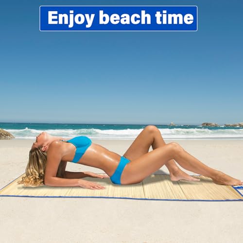 Conderyang 6 Packs Straw Beach Mat Non Slip Straw Foldable Lightweight Multi-Purpose Mat for Sunbathing Floor Yoga Picnics Camping Party Festivals Outdoor Activities