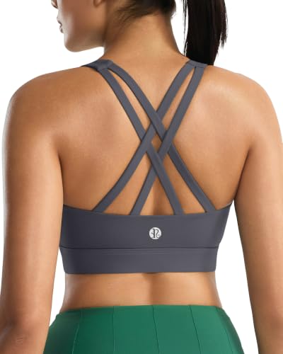 Image of RUNNING GIRL Sports Bra for Women,Molded Cup Strappy Running High Impact Sports Bra with Sewn in Pads