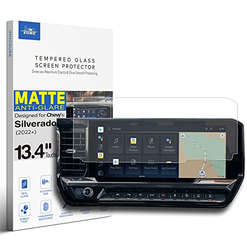 INNOSURE Glass Screen Protector for 2022/2023/2024/2025/2026 Chevrolet Silverado 1500 & GMC Sierra 1500, 2500HD 3500 HD 13.4" Touchscreen Anti Glare (Matte)
