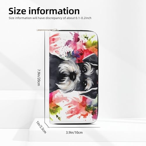 Pu Leather Wallet For Women Girl, Zip Around Credit Card Holder Schnauzer Long Wallet Clutch Purse Waterproof Travel Handbag3