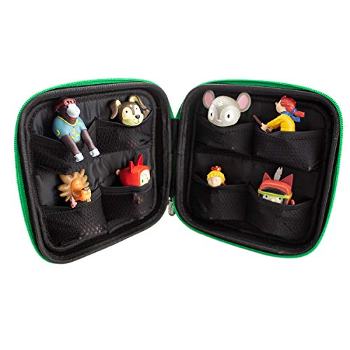 caseroxx Transporttasche für Tonie Figuren in Dinosauriermuster- schwarz, Transport Aufbewahrung Etui Hülle Schutz