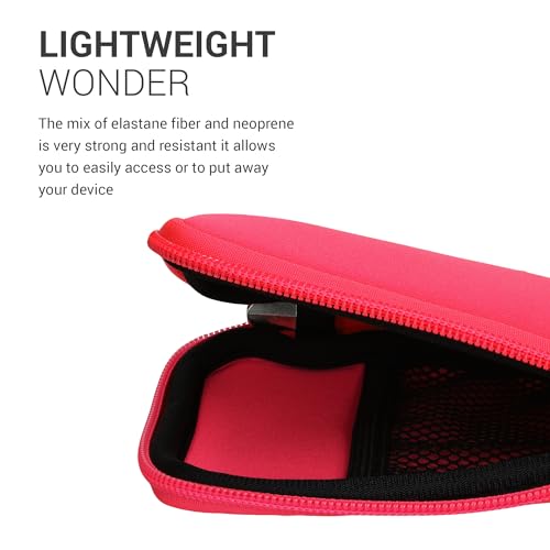 Image of kwmobile Carrying Case Compatible with Nintendo 3DS XL - Neoprene Console Pouch with Zipper - Neon Pink