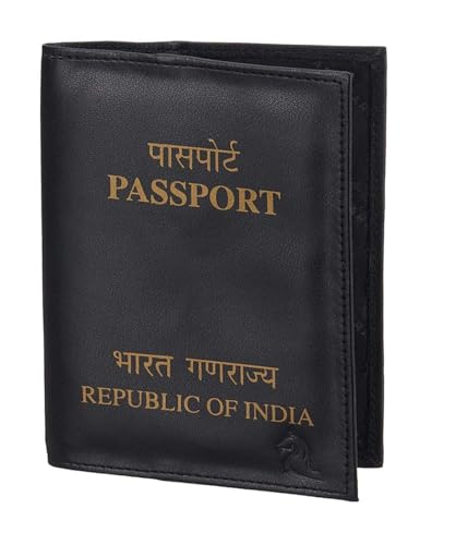 Image of KARA Vegan Leather Passport Cover for Men & Women | Slim Passport Holder for Travel | Passport Pouch | Passport Bag | Travel Passport Wallet | Indian Passport Cover | Passport Cases | Black