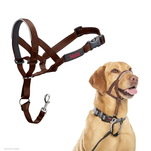 Image of Halti Headcollar for Dogs | Size 3, Deep Walnut | Stop Your Dog Pulling on the Leash | Adjustable, Reflective, Lightweight | Padded Nose Band | Training Collar for Medium Dogs