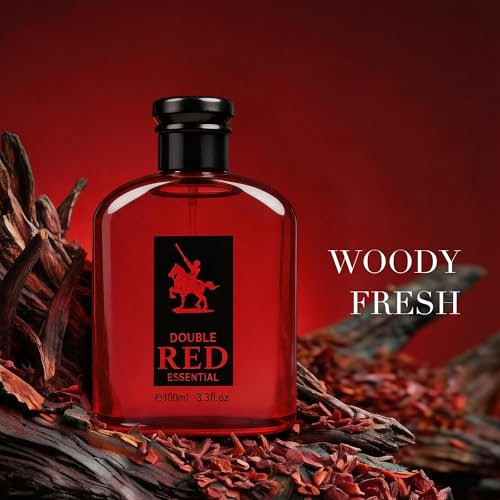 Image of AFLUXE Double Red Essential Eau de Toilette for Men, Intense Woody Spicy Leather Cologne, Long Lasting Bold Mens Fragrance, 3.3 fl oz (100 ml)