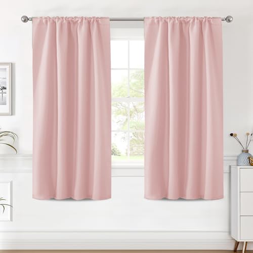 Image of H.VERSAILTEX Blackout Curtains Thermal Insulated Window Treatment Panels Room Darkening Blackout Drapes for Living Room Back Tab /Rod Pocket Bedroom Draperies (2 Panels, Baby Pink, 42 x 63 Inch)