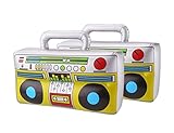 DECORA 16 inch Novelty Inflatable Boombox for 80s 90s Party Decoration, Silver, Pack of 2