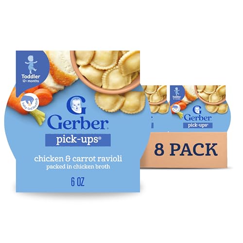 Gerber Toddler Food, Chicken Carrot Ravioli Pick-Ups, Mealtime for Toddler, 8PK