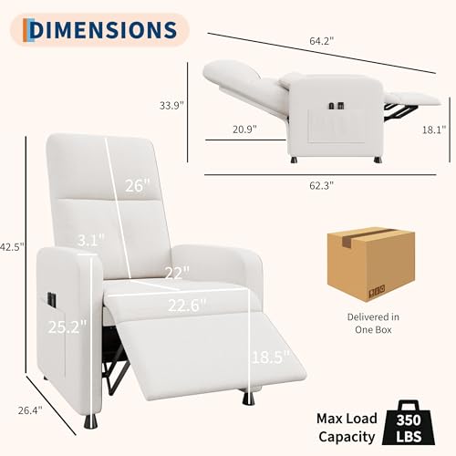 Sillón Ajustable Recliner Blanco miniatura 2