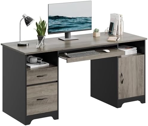 59” Executive Desk with 2 Drawers, Computer Desk with