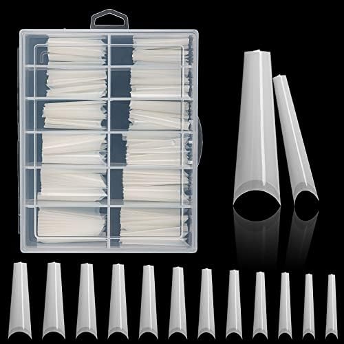 Ranrose 120PCS Nature Extra Long Coffin C Curve Nail Tips XXL Coffin Long Half Cover False Nails 12 Sizes Ballerina Nail Tips Press on Nails with Box