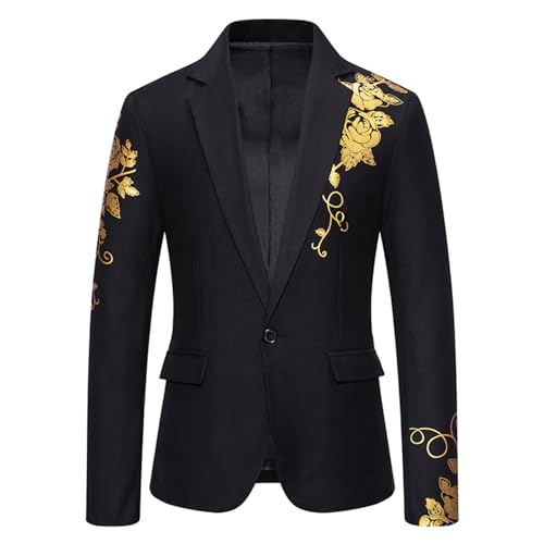 Men's Floral Jacquard Dress Suit Jacket One Button Slim Fit Printed Tuxedo Blazer Sport Coat for Wedding Banquet Prom