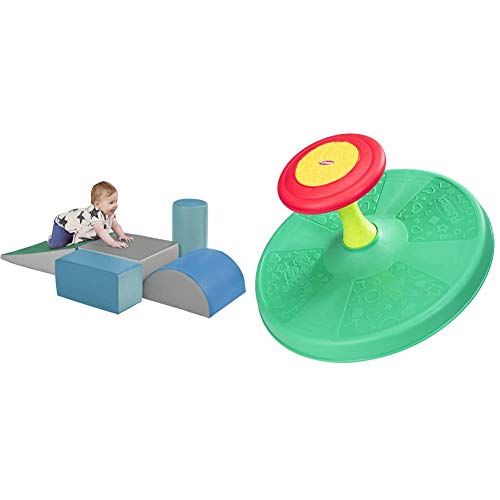 ECR4Kids-ELR-12683F SoftZone Climb and Crawl Activity Play Set â Lightweight Foam Shapes (5-Piece), Contemporary & Playskool Sit ân Spin Classic Spinning Activity Toy,Multicolor