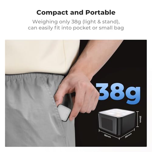 Image of K&F CONCEPT LM61 Magnetic Mini Light for DJI Osmo Pocket 4 /3, 1W USB C Rechargeable Auxiliary LED Fill Lighting, Color Temperature 3 Levels Adjustable 3000K /4500K /6000K, Brightness 2 Levels Video Lamp