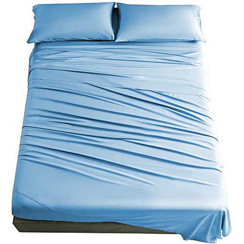 SONORO KATE 100% Bamboo Queen Size Bed Sheets Set - 1900 Thread Count Super Soft Wrinkle Free Silk Feel, All Seasons,Sheet & Pillowcase Sets Fit 16-20 Inch Deep Pocket (Lake Blue, Queen) SONORO KATE 100% Bamboo Queen Size Bed Sheets Set - 1900 Thread Count Super Soft Wrinkle Free Silk Feel, All Seasons,Sheet & Pillowcase Sets Fit 16-20 Inch Deep Pocket (Lake Blue, Queen)