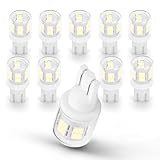 10Pcs Bright T10 921 922 912 194 168 906 2825 Led Bulbs for 12V RV Tralier Interior Ceiling Dome Light, Cool White 6000k, LED Camper Boat Trunk Car Marine Map License Backup Reverse Lamp Lights