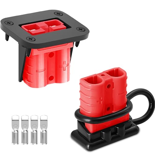 VISSQH 50A connecteurs de batterie,600V Batterie Connexion Rapide Prise de Connecteur câble Bornes Connecteur d'alimentation batterie pour Voiture Camping-Car Bateau Systèmes Solaires (2xRouge)