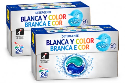 Detergente Cápsulas Ropa Blanca y Color Pack 48 Lavados