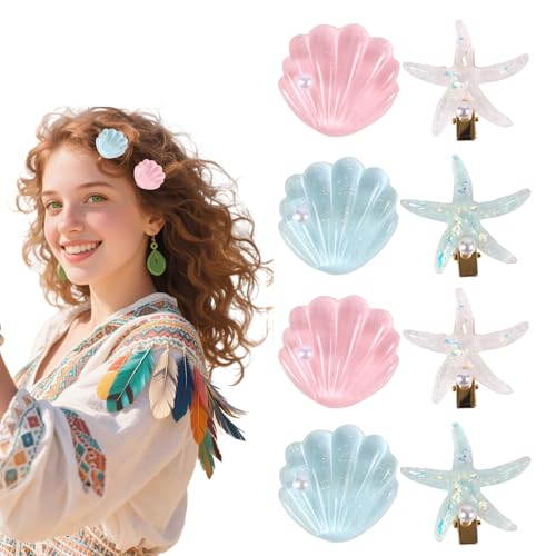 8 pinzas de cabello con concha y estrella de mar miniatura 6