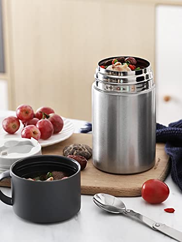 Draagbare Thermos Cup Ronde Vorm Rvs Isolatie Vat Lunch Box Eenvoudige Handige Soep Pot Stoofpot Beker Kantoor… - Image 4