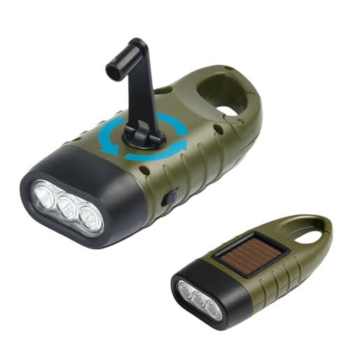 FLINQ Kurbeltaschenlampe 2er Set - Dynamo Taschenlampe mit Kurbel Selbstaufladbar ohne Batterien LED Notfall Taschenlampe für Notfallset & Camping Wasserfest Notfallbeleuchtung