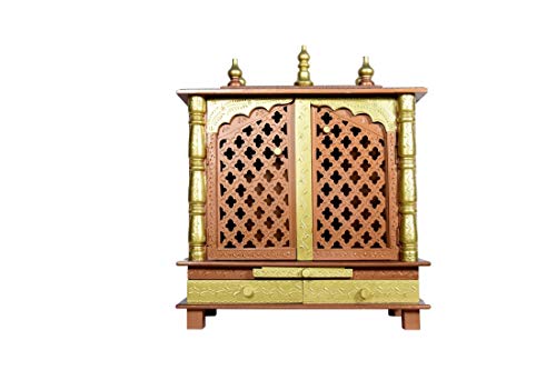 Pooja Mandir templo de madera con luz blanca de 24 pulgadas para rincón de oraciones