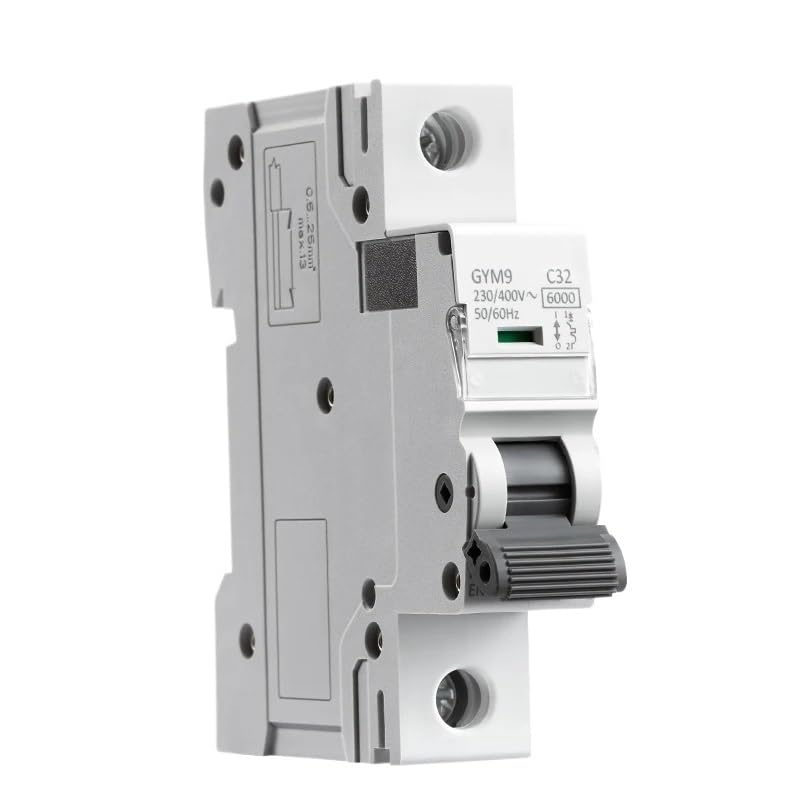 Disjoncteur monophasé GYM9 1P DIN Rail 220 V 400 V 6 A-63 A AC Type 6 KA Pouvoir de coupure Interrupteur marche/arrêt(63A)