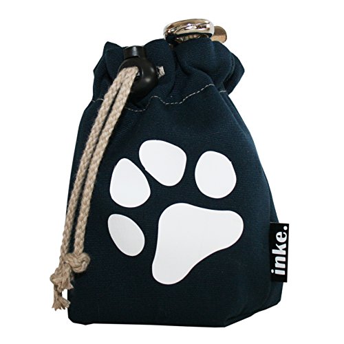 Preisvergleich Produktbild inke. Leckerlibeutel für Hundesnacks - Handgefertigter Futterbeutel aus Norddeutschland, Dunkelblau mit Weißer Pfote
