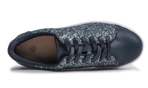 Image of FEVERSOLE Women's Fashion Lace Up Dress Sneakers Sparkly Party Shiny Shoes