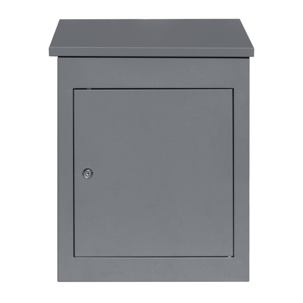 Postbox Grey Anti-Theft Exterior Wall Box for Letter Delivery Packages Scannable Barcode for Postal Service/Couriers, Lock with Key, 2 Keys+Free Screwdriver