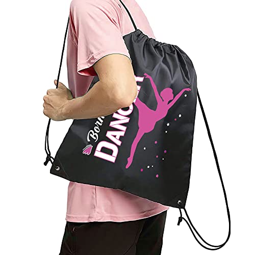 Haizct Boun To Be A Dancer Drawstring Backpacks, Ballet Drawstring Backpacks, Ballet Dance Bags, Dance Bags for Yoga Dance Rehearsal, Great Gifts for Ballet Dancer Actor Actress2