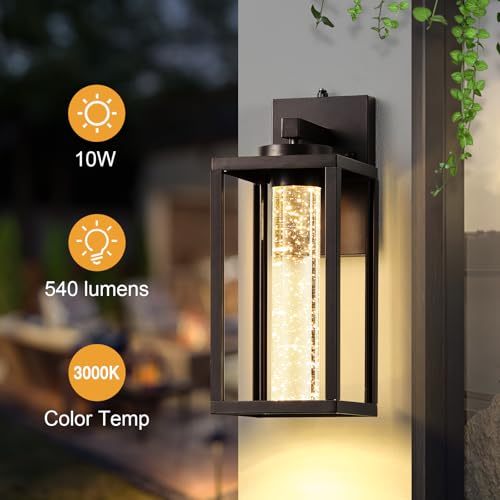 Image of VIANIS Large ORB Bronze Exterior Lighting Fixtures Wall Mount for House | Waterproof 100% Aluminum, Built-in LED, Farmhouse Outdoor Wall Lantern, Dusk to Dawn Exterior Sconce Lights for Garage Porch