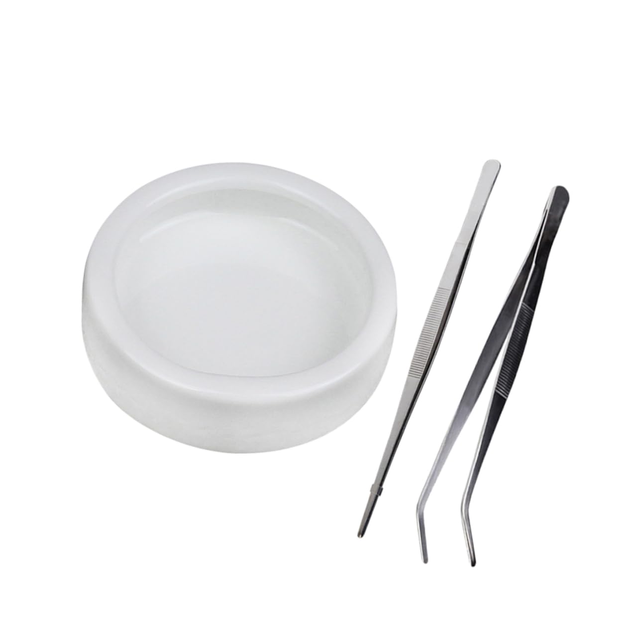 GALPADA 3pcs Reptile Food Feeder Feeding Bowl Stainless Steel Tweezers Bowl Bend Tweezer for Tortoise Lizard Snake Easy to Clean