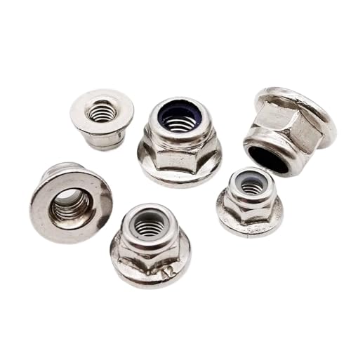 M3 M4 M5 M6 M8 M10 M12 Black Carbon 304 A2 Stainless Steel Hex Flange Nylon Insert Lock Nut Self-locking Nylock Locknut(304 stai