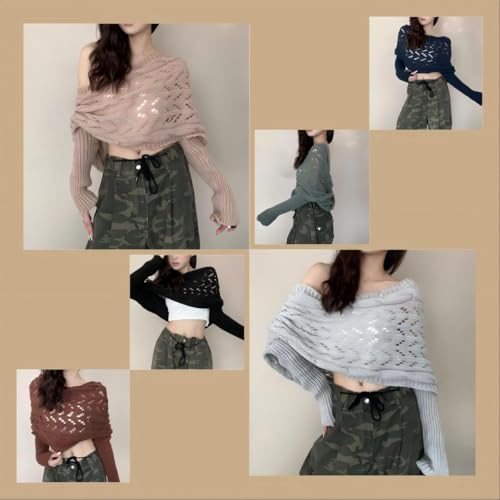 Scarf With Sleeves,Multifunctional Scarf With Sleeves, Knitted Cable Wrap,Sweater Scarf With Sleeves For Women、Girl2