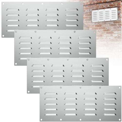 FOROIRON 4 Pack Stainless Steel Venting Panel for Grill Accessory Stainless Steel Vent Cover Grill Vent for Masonry Fire Pits and Outdoor Kitchen, 15