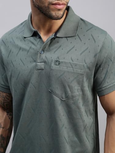 Image of Lux Nitro Men's Polo T-Shirt with Pocket | Cotton Rich Brasso Jacquard | Modern Relaxed Fit | Casual & Smart Wear