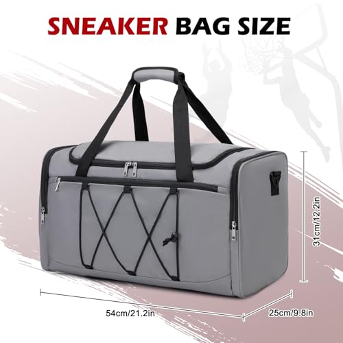 Sneaker Bag for Travel, Outdoor Sports Gym Bag Shoe Bag for 4 Pairs of Sneakers up to Size 14, Travel Duffel Bag with 3 Adjustable Dividers & Shoulder Strap, Sneakerhead Gift2