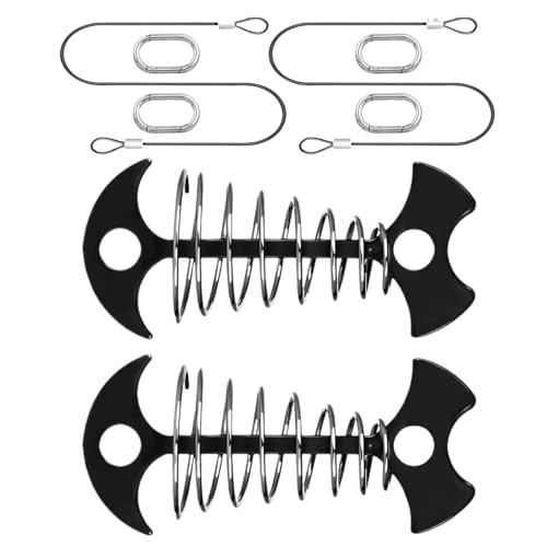 Piquetes para Terraza | Piquetes de Terraza Estilo Espina para Exterior - 2 Piezas de Equipo de Montaje Resistentes con 2 Cuerdas y 4 Mosquetones para Barbacoa Sillas de Kayak Mesas