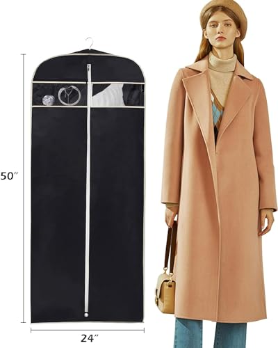 Habrur Clothes Cover 3pcs 50" Garment Bags with Transparent Window Suit Cover Bags for Shirts Dresses Suit Bags (Color : Black, Size : 50'')2